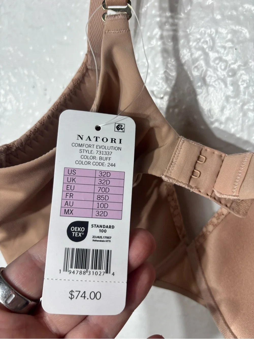 Natori women’s comfort evolution bra 32D underwire lace nude new